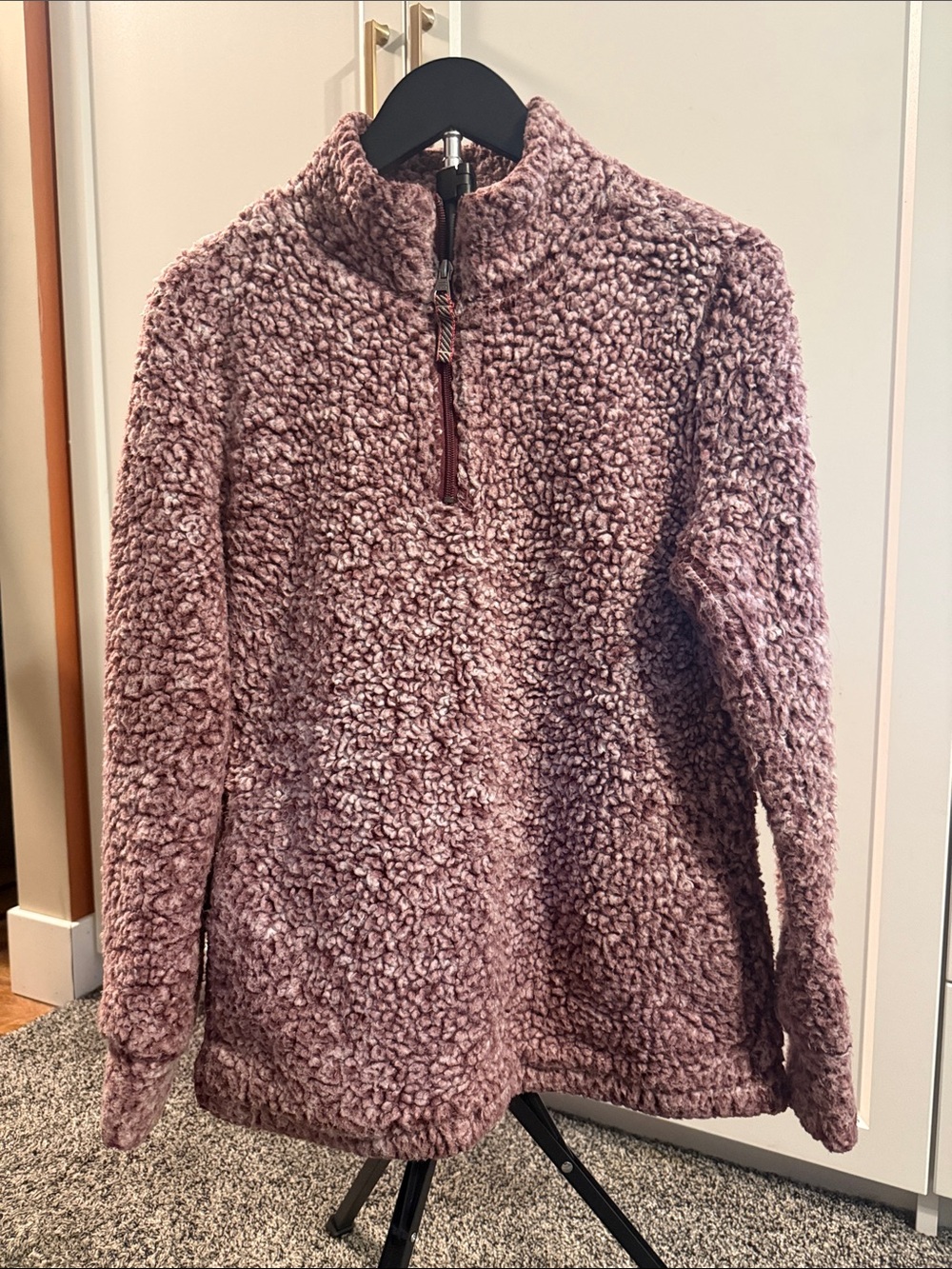 Weatherproof Vintage Women’s Small Mauve Sherpa Fleece Quarter Zip Pullover